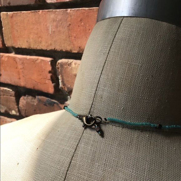 Handmade Dainty Leaf and Aqua Statement Necklace - Picture 6 of 8